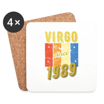 Vierge 1989 Cadeau d’anniversaire du zodiaque - Dessous de verre (lot de 4) - blanc - Devant