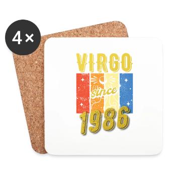 Vierge 1986 Cadeau d’anniversaire du zodiaque - Dessous de verre (lot de 4) - blanc - Devant
