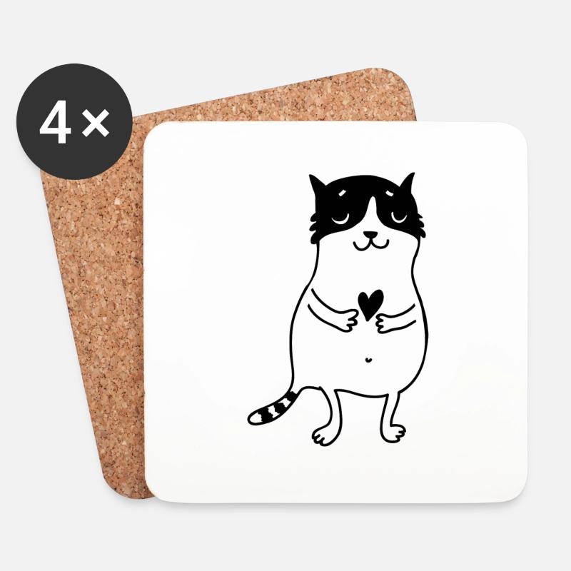 Katze - Untersetzer (4er-Set) - Weiß