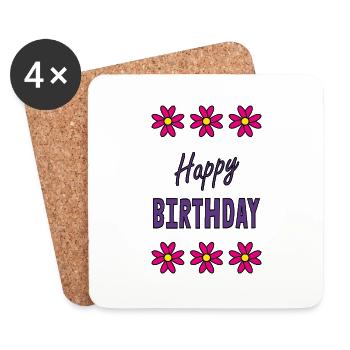 JAHRESTAG. ALLES GUTE ZUM GEBURTSTAG. ALLES GUTE ZUM GEBURTSTAG. - Untersetzer (4er-Set) - Weiß - Vorne