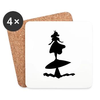 Silhouette d’Alice au pays des merveilles - Dessous de verre (lot de 4) - blanc - Devant