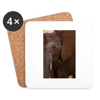 Éléphant - Dessous de verre (lot de 4) - blanc - Devant
