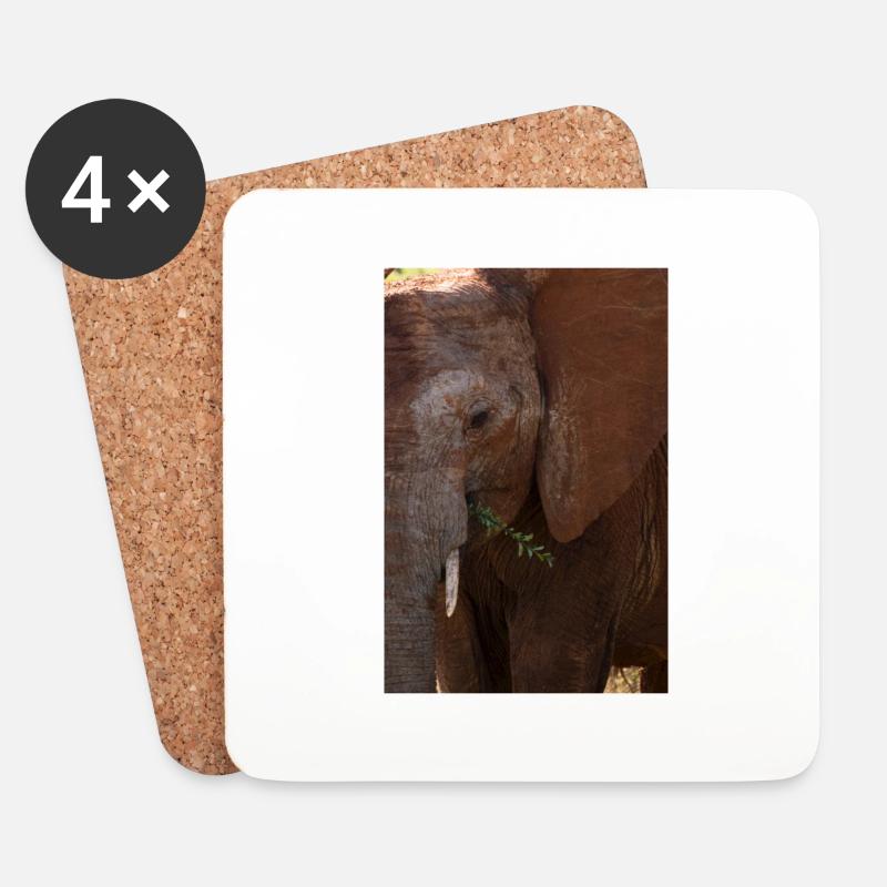 Elefant - Untersetzer (4er-Set) - Weiß