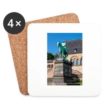 Reiterstandbild Wilhelms I. in der Kaiserpfalz - Untersetzer (4er-Set) - Weiß - Vorne
