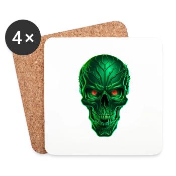 Green Techno Skull - Coasters (set of 4) - white - Front