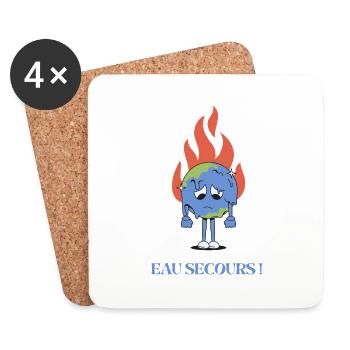 Eau secours. Protege ta planète - Dessous de verre (lot de 4) - blanc - Devant
