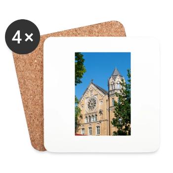 historical building secondary school Ratsgymnasium - Coasters (set of 4) - white - Front