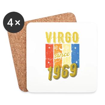 Vierge 1969 Cadeau d’anniversaire du zodiaque - Dessous de verre (lot de 4) - blanc - Devant
