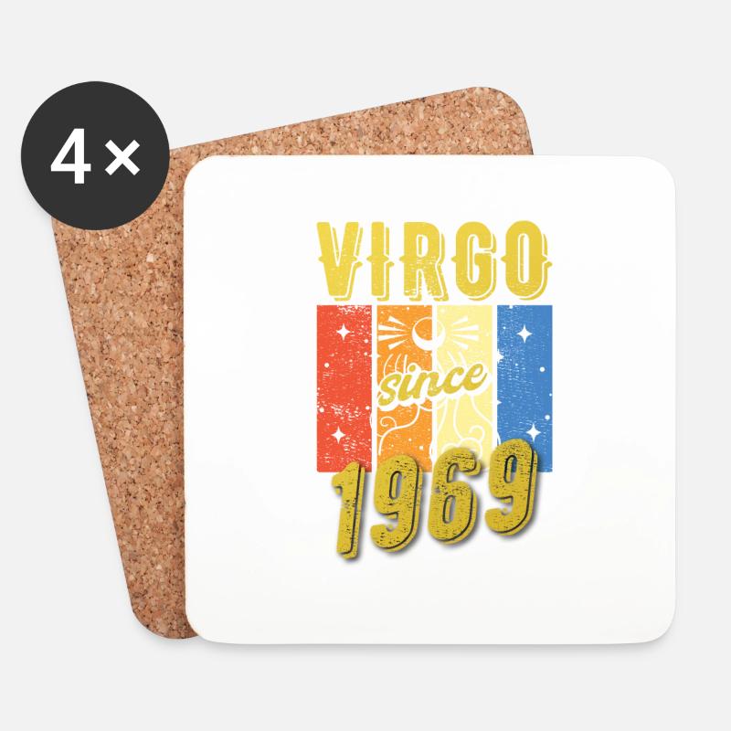 Vierge 1969 Cadeau d’anniversaire du zodiaque - Dessous de verre (lot de 4) - blanc
