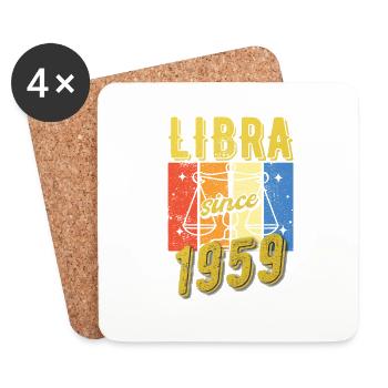 Balance 1959 Cadeau d’anniversaire du zodiaque - Dessous de verre (lot de 4) - blanc - Devant