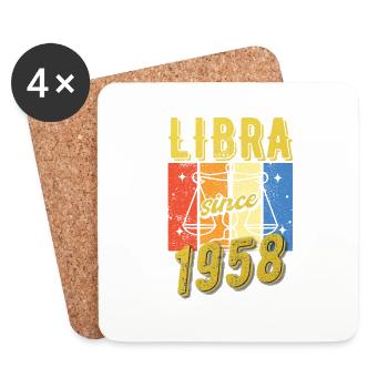 Balance 1958 Zodiac Cadeau d’anniversaire - Dessous de verre (lot de 4) - blanc - Devant