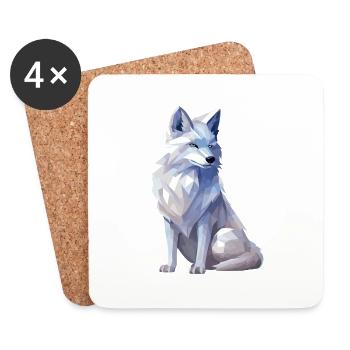 Polarfuchs im Polygon Stil - Untersetzer (4er-Set) - Weiß - Vorne