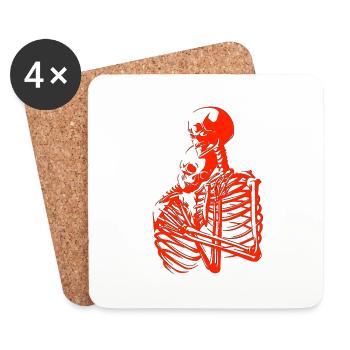 skull skeleton death halloween horror black dead - Coasters (set of 4) - white - Front