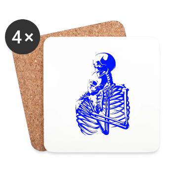 skull skeleton death halloween horror black dead - Coasters (set of 4) - white - Front