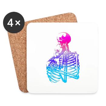 skull skeleton death halloween horror black dead - Coasters (set of 4) - white - Front