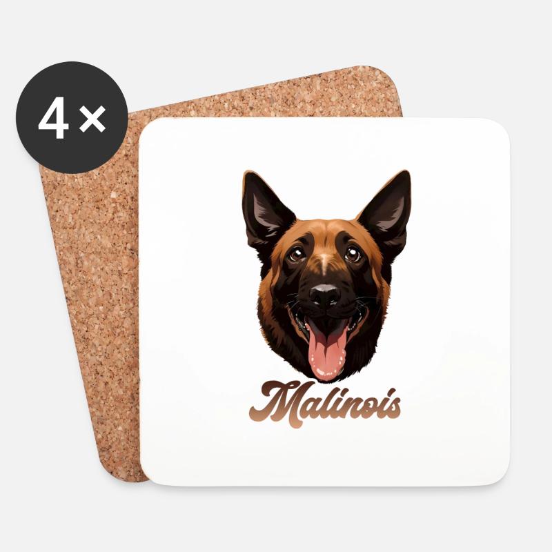 Malinois - Untersetzer (4er-Set) - Weiß