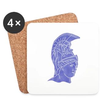 "Athena", boho line art design, series "Greece" - Coasters (set of 4) - white - Front