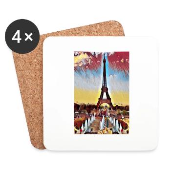 Eiffelturm Paris Bilderfarbe - Untersetzer (4er-Set) - Weiß - Vorne