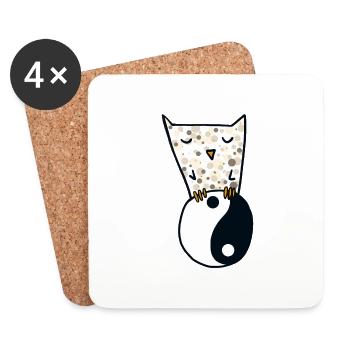 Owl and yin yang - Coasters (set of 4) - white - Front