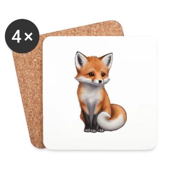 Cute Red Fox Fox Forest Animal - Coasters (set of 4) - white - Front