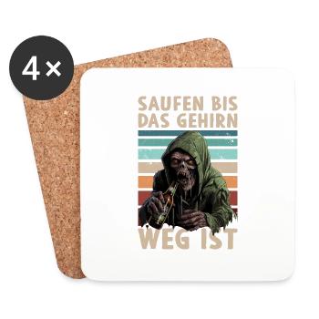 Zombie Halloween Monster Horror Bier Saufen JGA - Untersetzer (4er-Set) - Weiß - Vorne