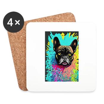 Modernes Pop-Art Print | bunt | French Bulldog - Untersetzer (4er-Set) - Weiß - Vorne