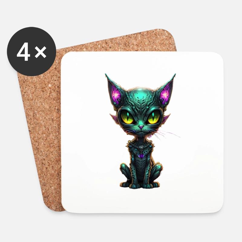 Galaxy Cat - Untersetzer (4er-Set) - Weiß