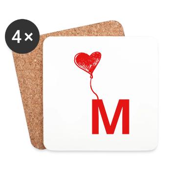 Buchstabe m Herz - Untersetzer (4er-Set) - Weiß - Vorne