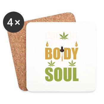 CBD OIL NURTURING BODY AND SOUL - Untersetzer (4er-Set) - Weiß - Vorne