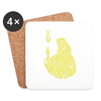 L’équipe Jésus-Christ est le Roi de Cœur Religieux - Dessous de verre (lot de 4) - blanc - Devant