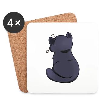 Funny Kawaii Black Cat, Annoyed Cat - Coasters (set of 4) - white - Front