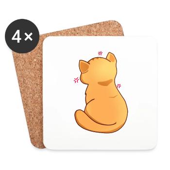 Funny Kawaii Orange Cat, Annoyed Cat - Coasters (set of 4) - white - Front