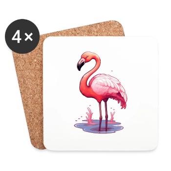 Flamingo - Untersetzer (4er-Set) - Weiß - Vorne