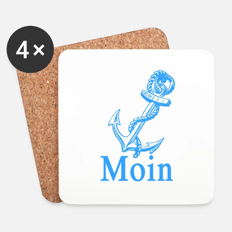 Moin mit Anker - Untersetzer (4er-Set) - Weiß