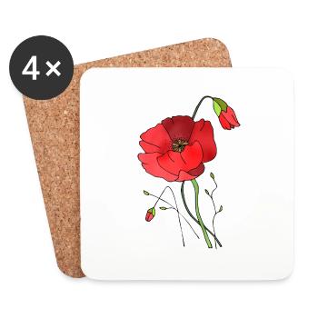 Fleur - Dessous de verre (lot de 4) - blanc - Devant