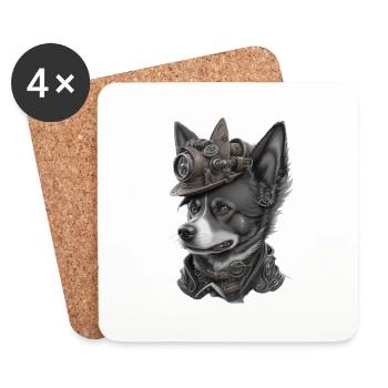 Steampunk Dog - Coasters (set of 4) - white - Front