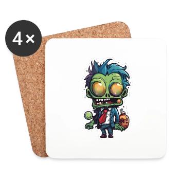 Cartoon zombie with a necktie - Coasters (set of 4) - white - Front