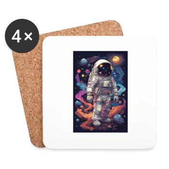 Rétro Illustrations Austronaut Space - Dessous de verre (lot de 4) - blanc - Devant