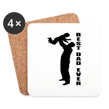 Père Papa Famille Dictons de la fête des pères - Dessous de verre (lot de 4) - blanc - Devant