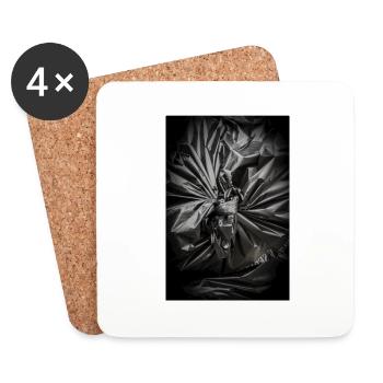 Black garbage bag - Coasters (set of 4) - white - Front