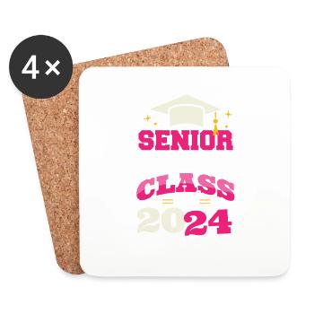 Senior Mom Class of 2024 Proud Mama Funny - Coasters (set of 4) - white - Front