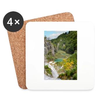Cascade de Veliki Slap dans les lacs de Plitvice - Dessous de verre (lot de 4) - blanc - Devant