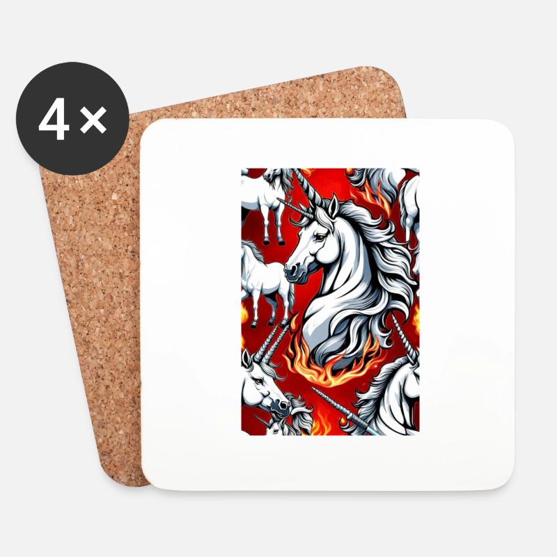 White Animals Einhorn - Untersetzer (4er-Set) - Weiß