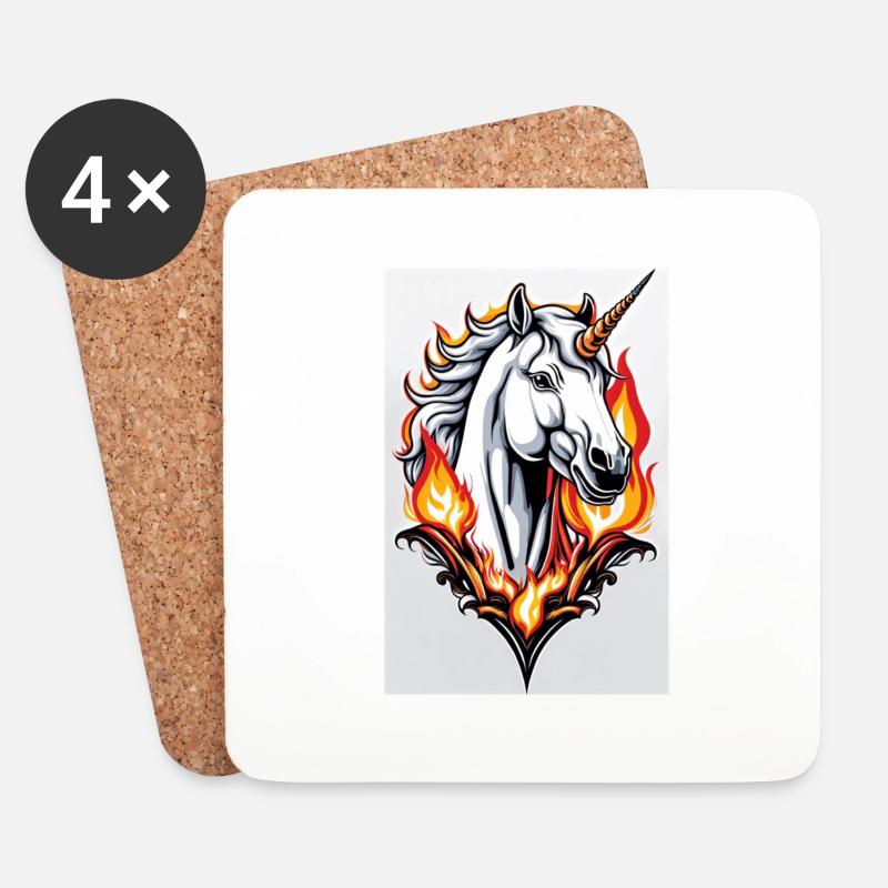 White Animals Einhorn - Untersetzer (4er-Set) - Weiß