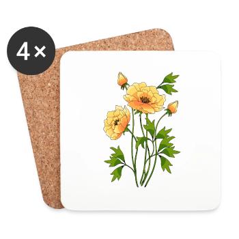 Fleur - Dessous de verre (lot de 4) - blanc - Devant