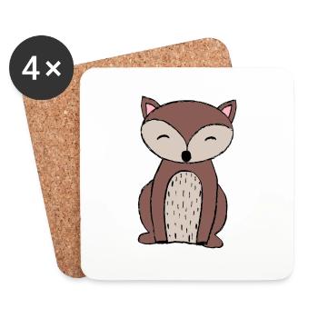 Renard - Dessous de verre (lot de 4) - blanc - Devant