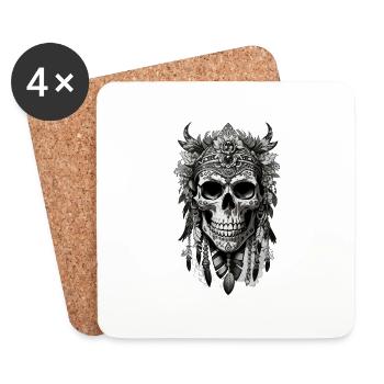Floral skull nativo - Untersetzer (4er-Set) - Weiß - Vorne
