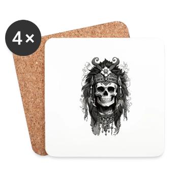 Floral Skull full - Untersetzer (4er-Set) - Weiß - Vorne