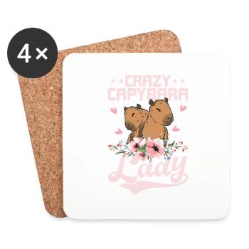 Crazy Capybara Lady Capibara Owner Mammal - Coasters (set of 4) - white - Front