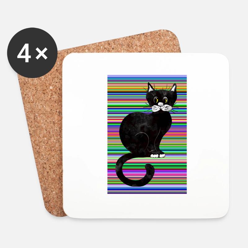 Katze - Untersetzer (4er-Set) - Weiß